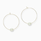 102712, FRESHWATER PEARL ACCENT ROUND HOOP EARRING