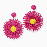 102713, RAFFIA FLOWER DANGLE EARRING