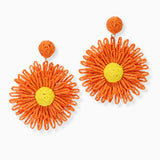 102713, RAFFIA FLOWER DANGLE EARRING