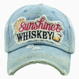 102716, "SUNSHINE & WHISKEY" WASHED VINTAGE BALL CAP