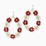 102725, FLOWER WOOD BEADED DANGLE EARRING