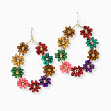 102725, FLOWER WOOD BEADED DANGLE EARRING