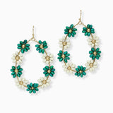 102725, FLOWER WOOD BEADED DANGLE EARRING