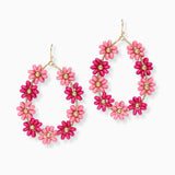 102725, FLOWER WOOD BEADED DANGLE EARRING