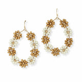 102725, FLOWER WOOD BEADED DANGLE EARRING
