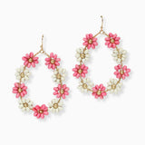 102725, FLOWER WOOD BEADED DANGLE EARRING