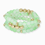 102728, BALL BEADED MULTI LAYERED STRETCH BRACELET