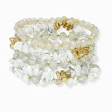 102729, SEMI PRECIOUS STONE MULTI LAYERED STRETCH BRACELET