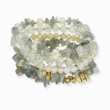 102729, SEMI PRECIOUS STONE MULTI LAYERED STRETCH BRACELET