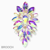 102735, OVERSIZED FLORAL RHINESTONE PIN BROOCH