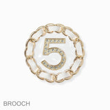 102738, "NUMBER 5" ENAMEL PIN BROOCH