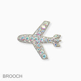102740, AIRPLANE CRYSTAL RHINESTONE PIN BROOCH