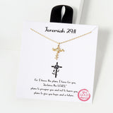 102742, GOLD DIPPED, "JEREMIAH 29:11" DAINTY ROSE CROSS CZ NECKLACE