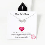 102745, GOLD DIPPED, "HEARTFUL OF LOVE" TRIPLE CZ HEART CHARM NECKLACE