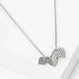 102745, GOLD DIPPED, "HEARTFUL OF LOVE" TRIPLE CZ HEART CHARM NECKLACE