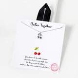 102746, GOLD DIPPED, "BETTER TOGETHER" DAINTY CHERRY CHARM NECKLACE