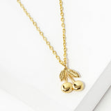 102746, GOLD DIPPED, "BETTER TOGETHER" DAINTY CHERRY CHARM NECKLACE