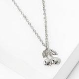 102746, GOLD DIPPED, "BETTER TOGETHER" DAINTY CHERRY CHARM NECKLACE