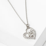 102748, GOLD DIPPED, "LOVE STORY" MOTHER & BABY HEART CZ CHARM NECKLACE
