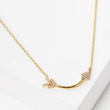 102750, GOLD DIPPED, "BETTER & BETTER" CURVED ARROW CZ NECKLACE