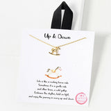 102751, GOLD DIPPED, "UP & DOWN" HORSE RIDE CHARM NECKLACE