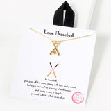 102753, GOLD DIPPED, "LOVE BASEBALL" BASEBALL BAT WITH HEART NECKLACE