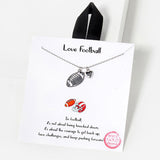 102754, GOLD DIPPED, "LOVE FOOTBALL" FOOTBALL WITH HEART NECKLACE