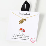 102754, GOLD DIPPED, "LOVE FOOTBALL" FOOTBALL WITH HEART NECKLACE