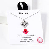 102755, GOLD DIPPED, "FOUR LEAF" CLOVER CZ CHARM NECKLACE