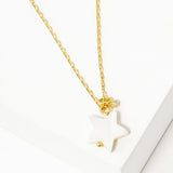 102759, GOLD DIPPED, "BEACON OF DREAMS" DAINTY STAR CHARM NECKLACE