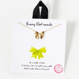 102760, GOLD DIPPED, "EVERY GIRL NEEDS" RIBBON BOW NECKLACE