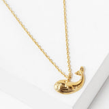 102762, GOLD DIPPED, "DREAM BIG" DAINTY WHALE CHARM NECKLACE