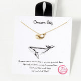 102762, GOLD DIPPED, "DREAM BIG" DAINTY WHALE CHARM NECKLACE