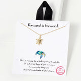 102763, GOLD DIPPED, FORWARD IS FORWARD, DAINTY SEA TURTLE CUBIC ZIRCONIA ACCENT CHARM NECKLACE