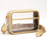 102766, CLEAR TRANSPARENT WITH BLING CRYSTAL RHINESTONE CROSSBODY BAG