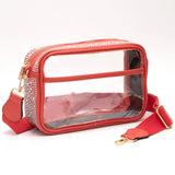 102766, CLEAR TRANSPARENT WITH BLING CRYSTAL RHINESTONE CROSSBODY BAG