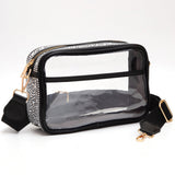 102766, CLEAR TRANSPARENT WITH BLING CRYSTAL RHINESTONE CROSSBODY BAG
