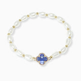 102767, CLOVER ACCENT FRESHWATER PEARL STRETCH BRACELET
