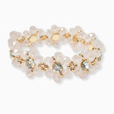 102768, FLOWER BEADED WITH RHINESTONE STRETCH BRACELET