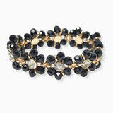 102768, FLOWER BEADED WITH RHINESTONE STRETCH BRACELET