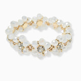 102768, FLOWER BEADED WITH RHINESTONE STRETCH BRACELET