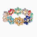 102768, FLOWER BEADED WITH RHINESTONE STRETCH BRACELET