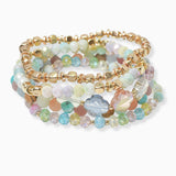 102769, CLOVER ACCENT MULTI LAYERED BEADED STRETCH BRACELET