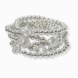 102770, CLOVER ACCENT BALL BEADED MULTI LAYERED STRETCH BRACELET