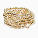 102770, CLOVER ACCENT BALL BEADED MULTI LAYERED STRETCH BRACELET