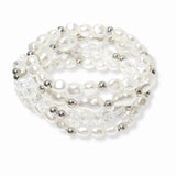 102775, FRESHWATER PEARL MULTI LAYERED BEADED STRETCH BRACELET