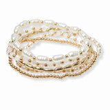 102776, FRESHWATER PEARL MULTI LAYERED BEADED STRETCH BRACELET