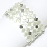 102779, CLOVER ACCENT MULTI LAYERED PEARL BEADED STRETCH BRACELET