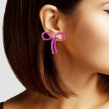 102786, RIBBON BOW BEADED EARRING