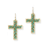 102787, CROSS BEADED DANGLE EARRING